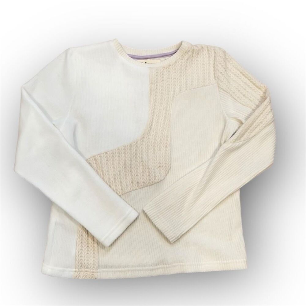 Margo Baridon x Anthropologie Long Sleeve Multi Neutral Tone Waves, Women’s Med